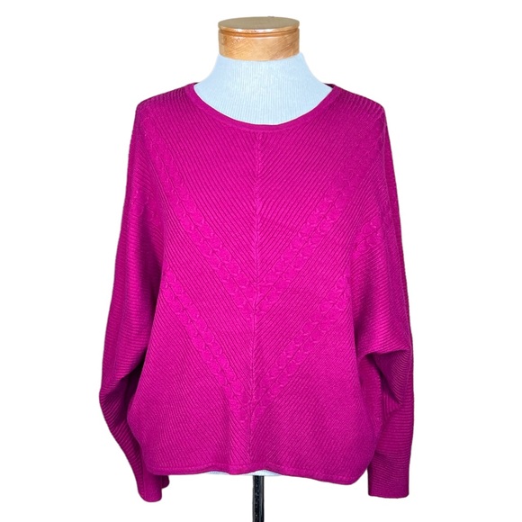 Philosophy Women’s Dolman Sleeve Sweater with Ribbed Chevron Design 1X - Picture 2 of 13